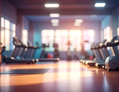 Empty Modern Gym Interior With Treadmills