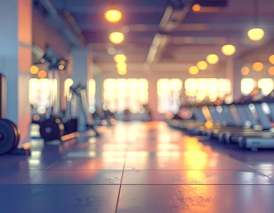Blurred Interior View Of A Modern Fitness Gym