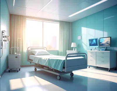 Modern Hospital Room With Empty Patient Bed