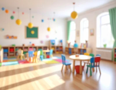 Brightly Colored Preschool Classroom Interior