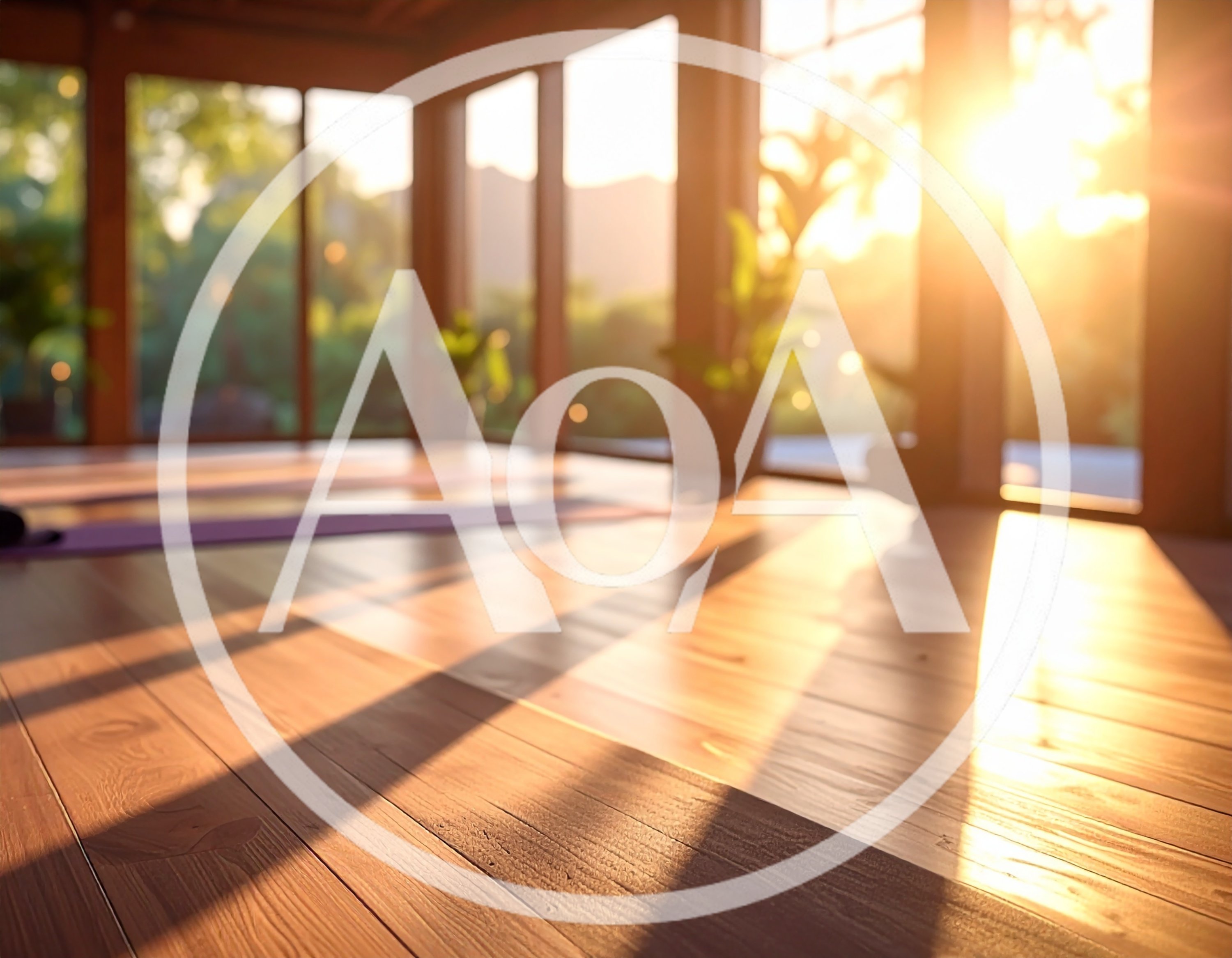 Empty Yoga Studio With Sunlight Streaming Through Windows