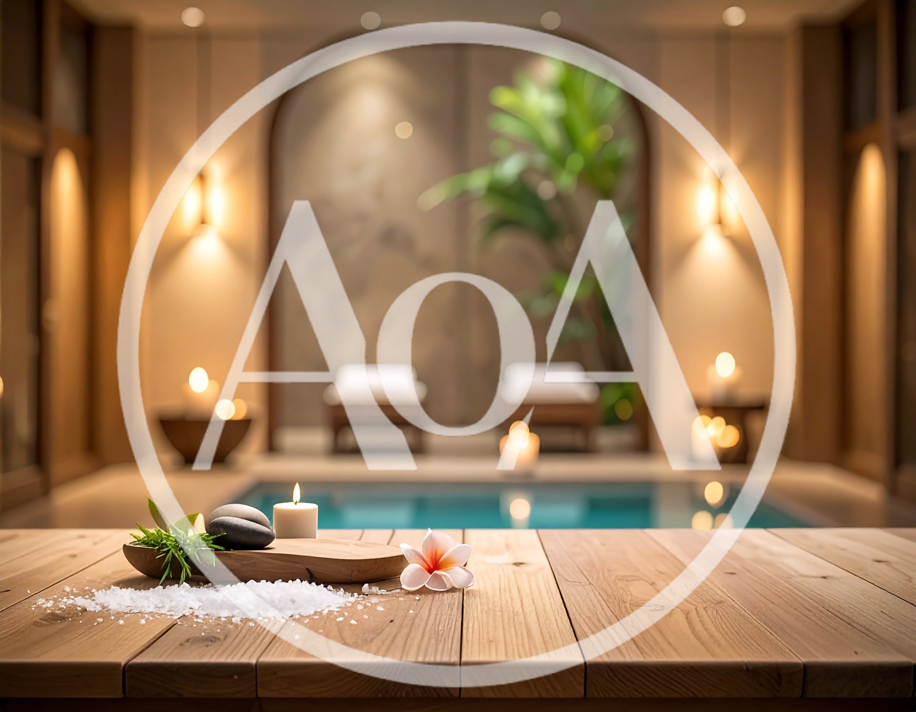 Spa Treatment Table With Candles And Salt