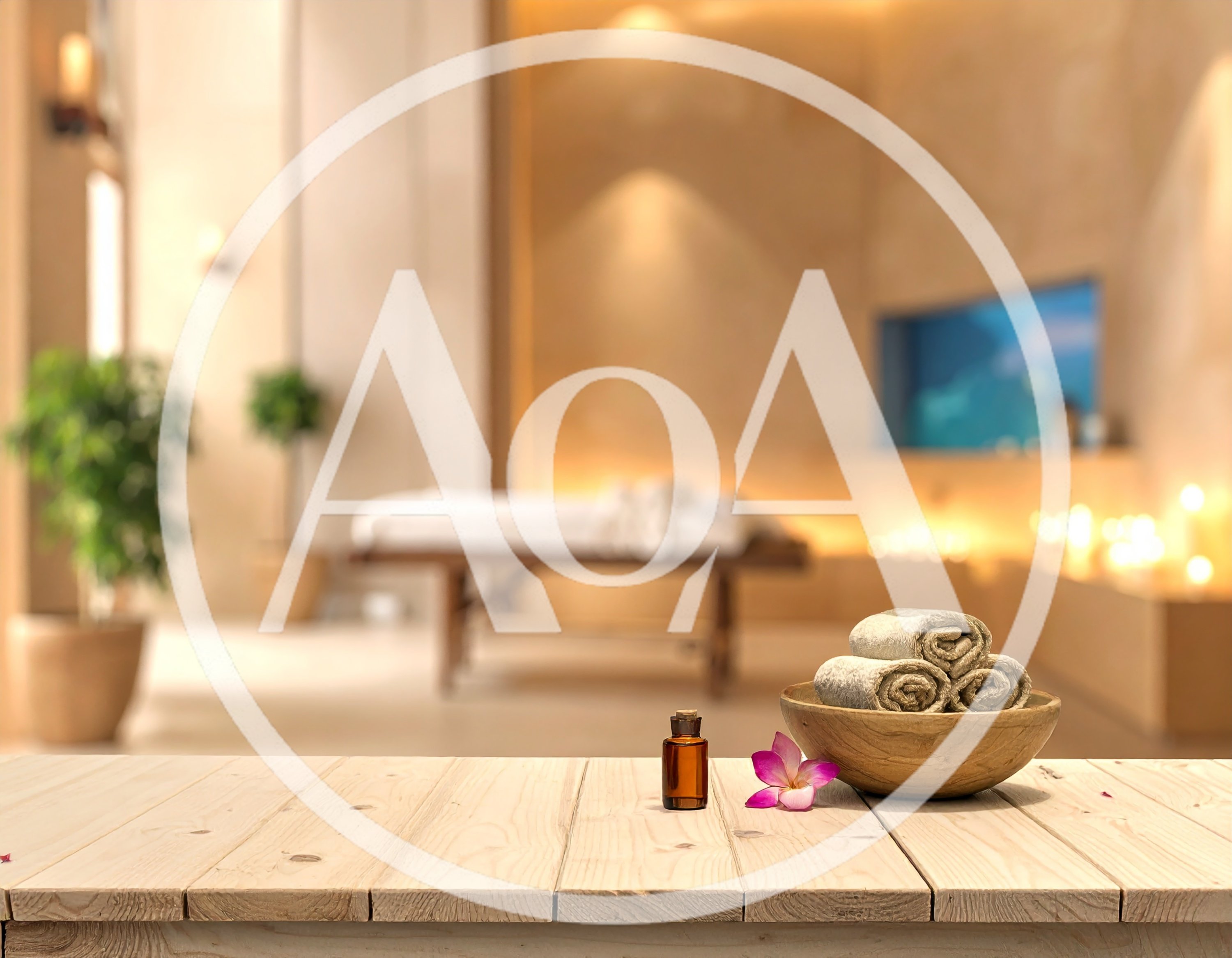 Spa Treatment Table With Towels And Essential Oil