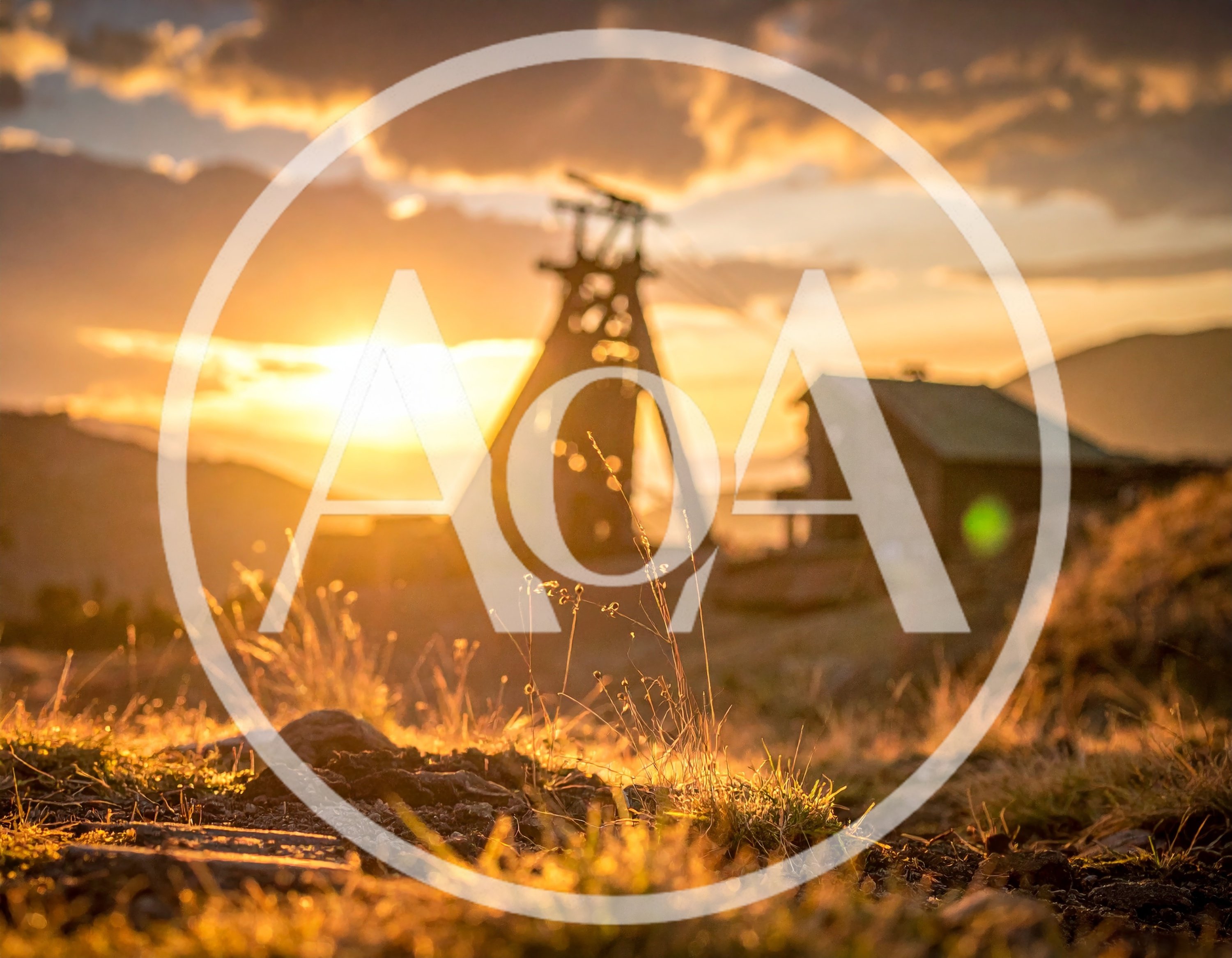 Historic Mining Headframe At Sunset In Colorado