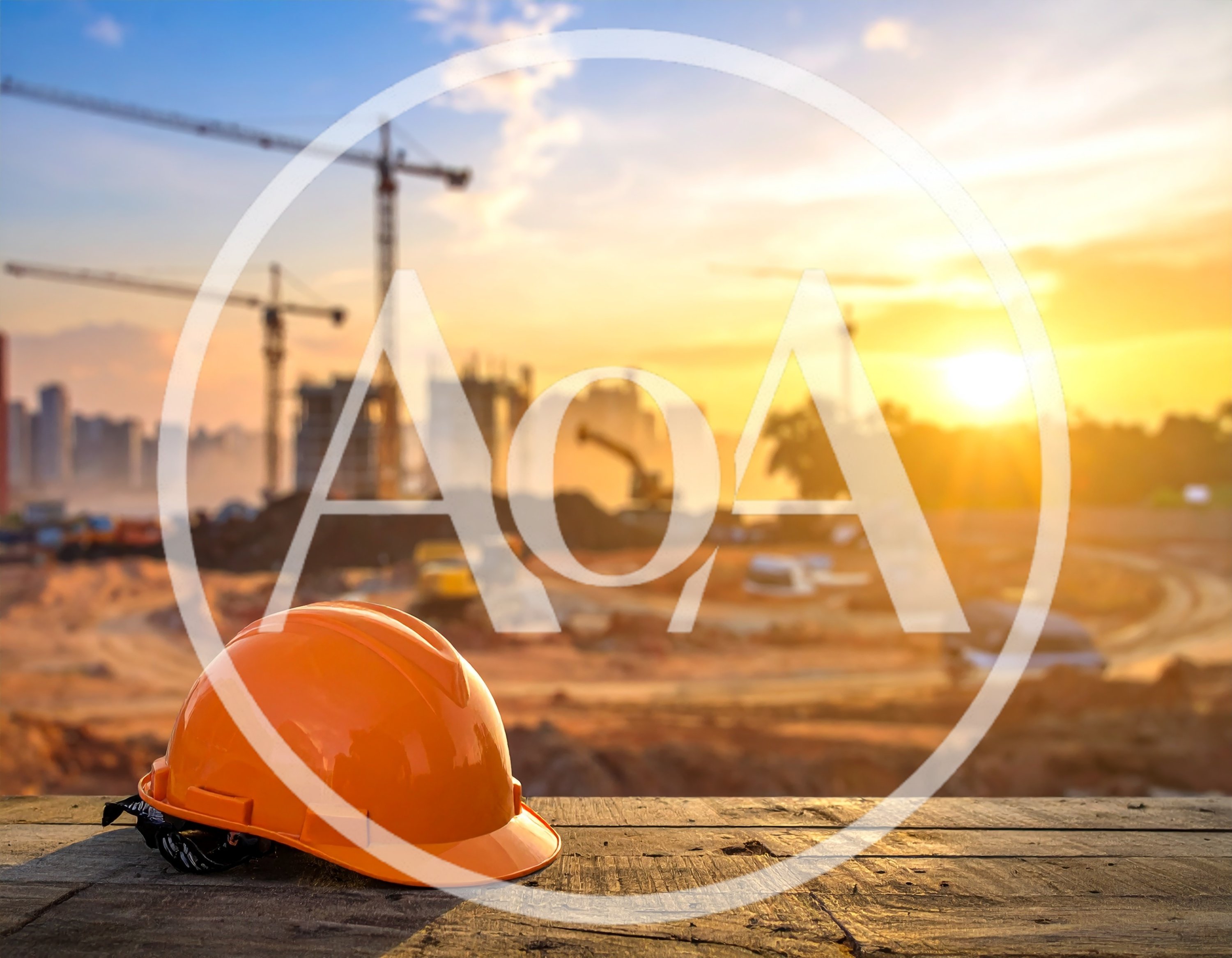 Orange Hard Hat On Wooden Surface At Construction Site