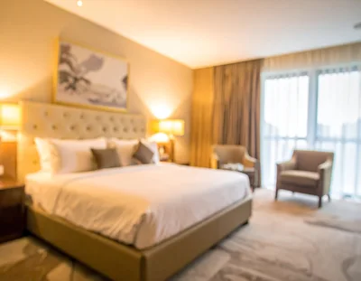Blurred Modern Hotel Bedroom Interior