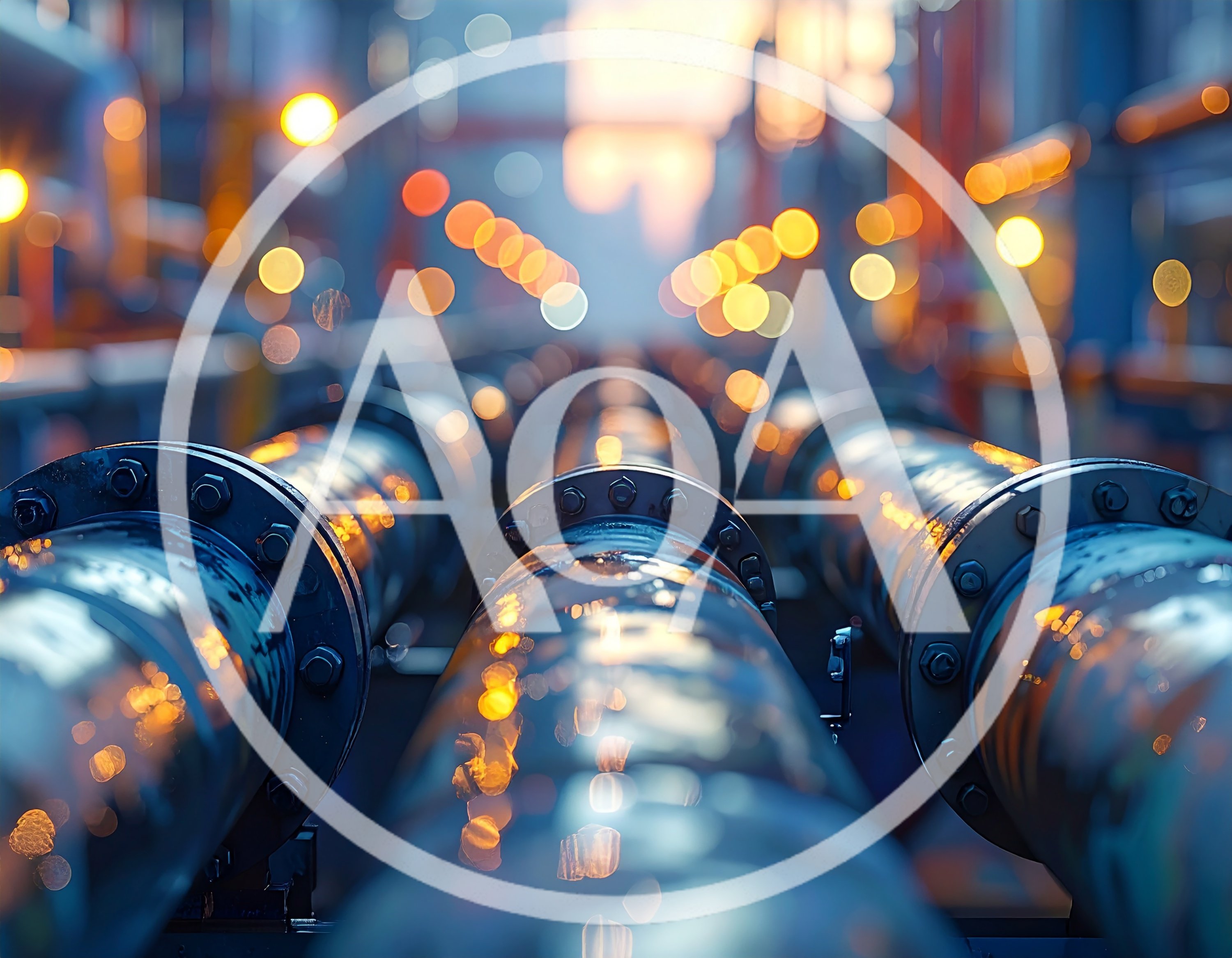 Industrial Pipeline Infrastructure With Bokeh Lighting