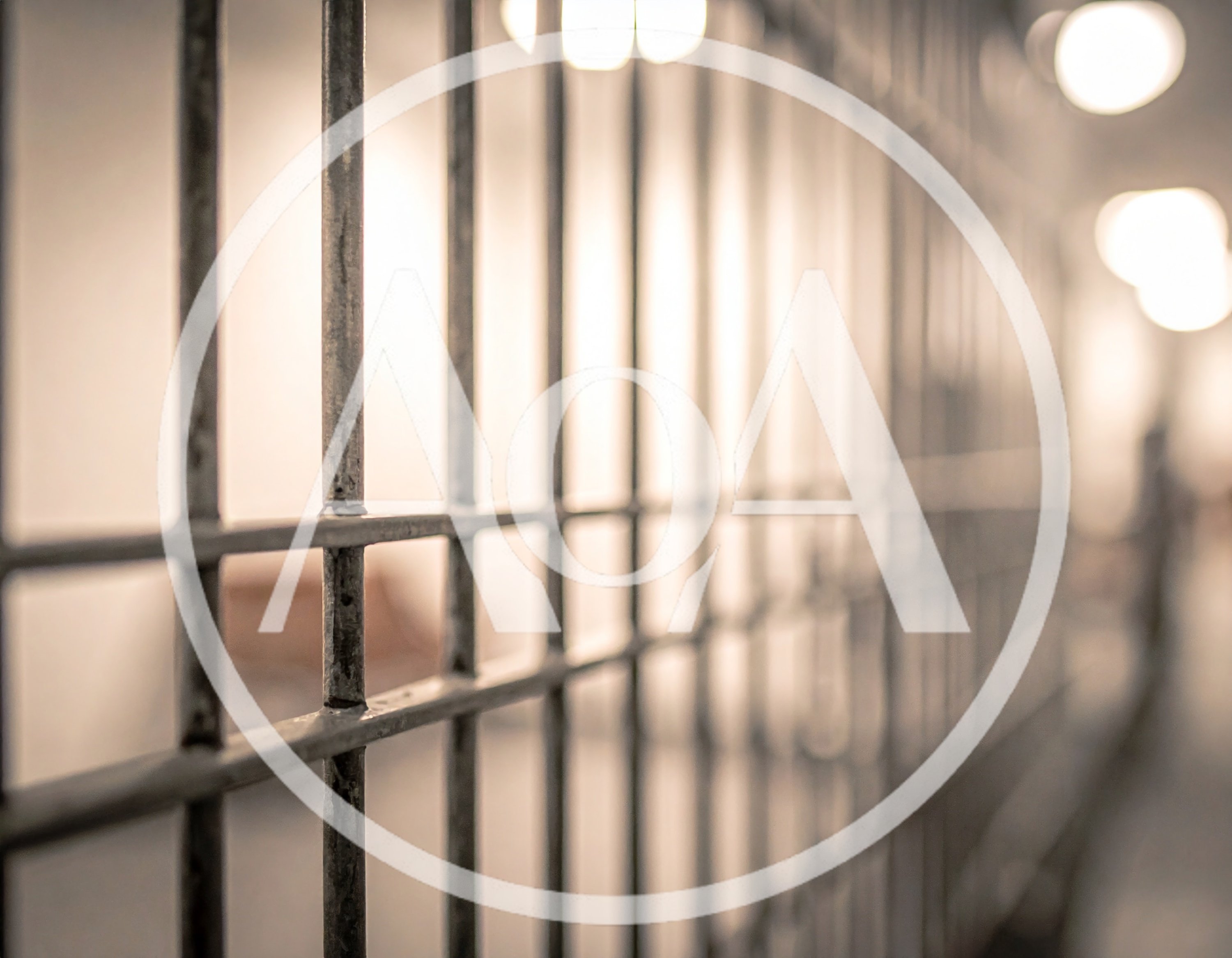 Close Up Of Prison Cell Bars In A Corridor