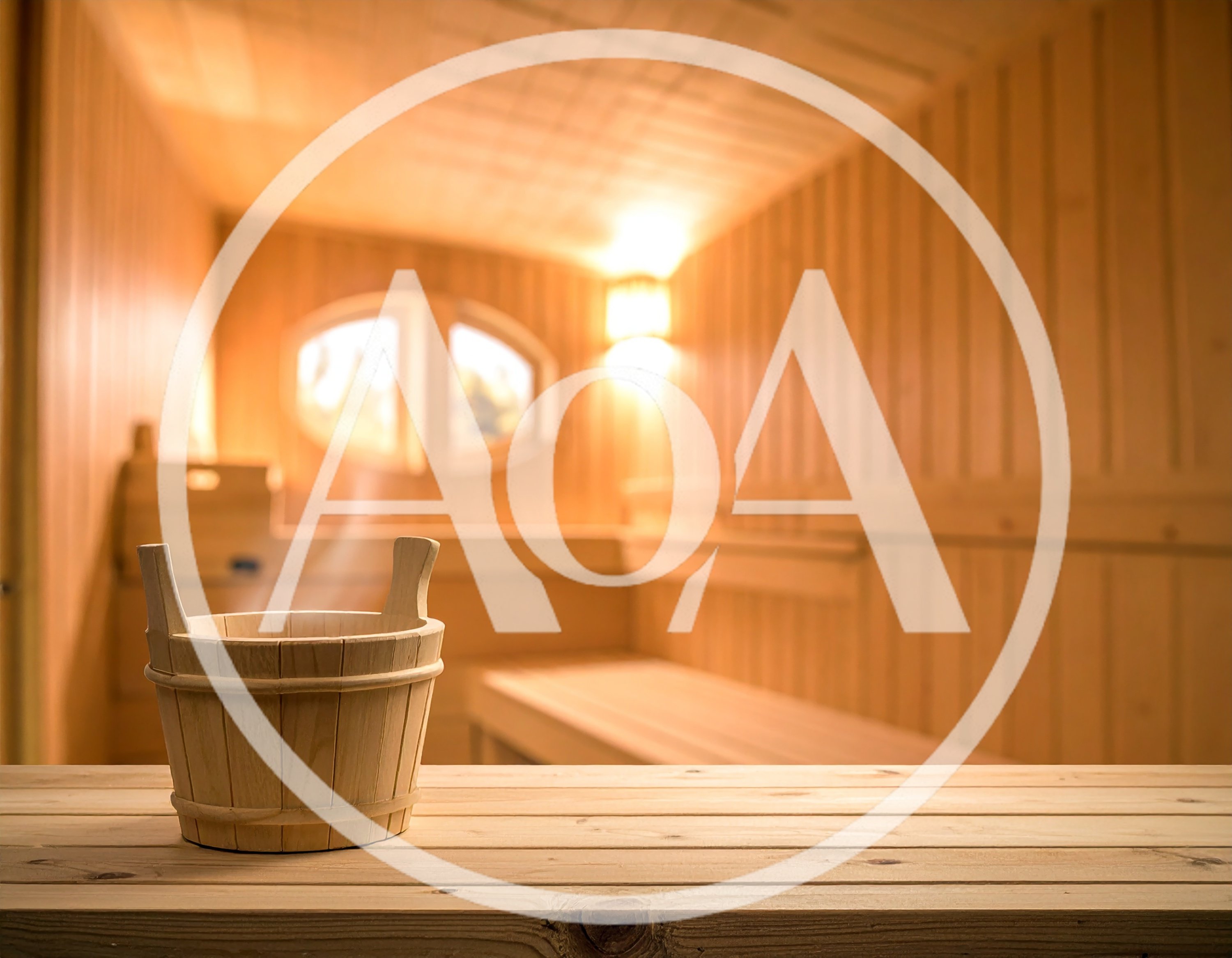 Wooden Sauna Bucket With Steam On Bench