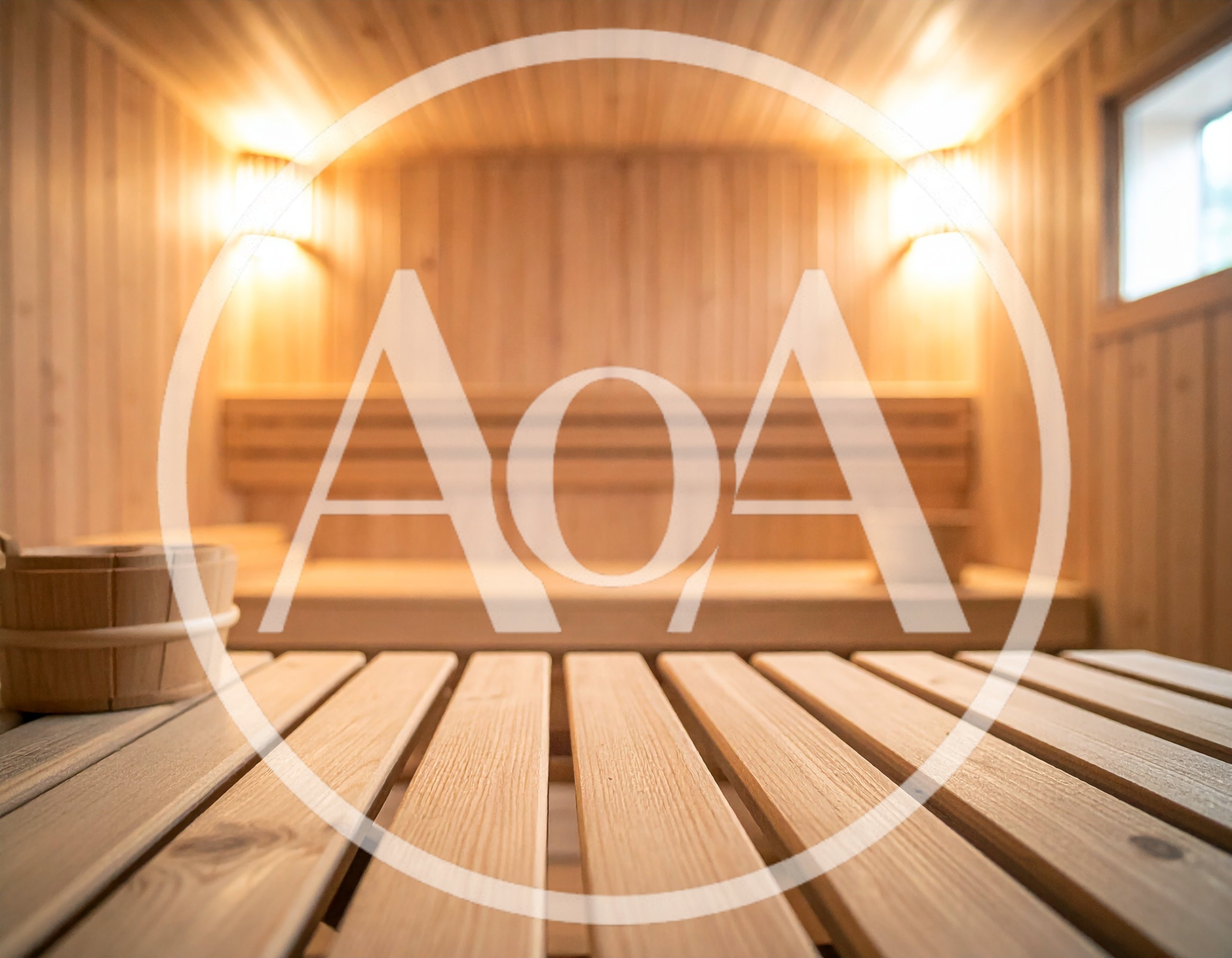 Wooden Sauna Interior With Bucket And Bench