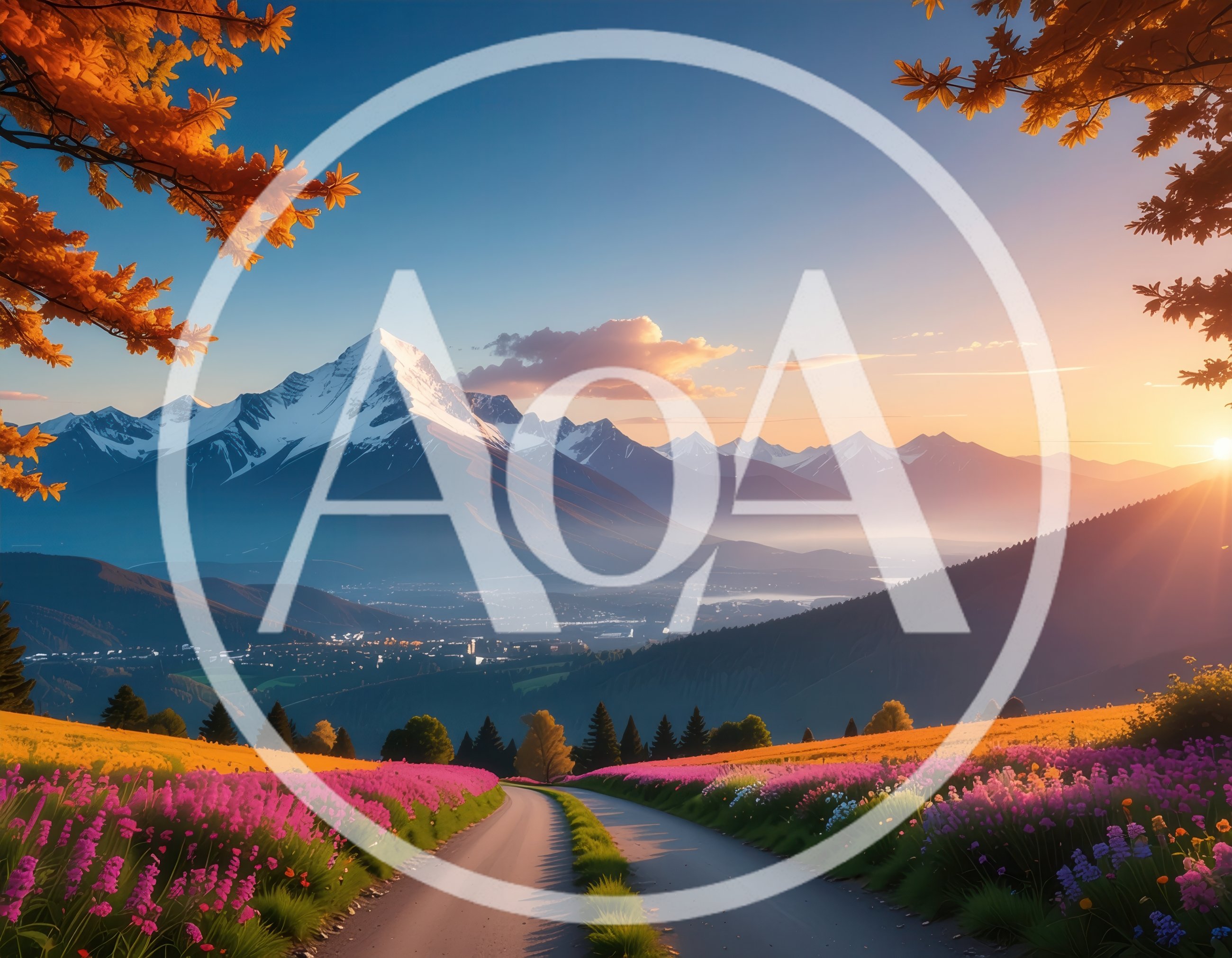 Scenic Mountain Road Through A Vibrant Flower Meadow