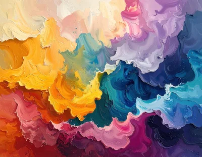 Abstract Oil Painting With Thick Impasto Texture