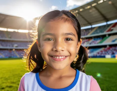 Young Girl Smiling On A Sunny Soccer Field