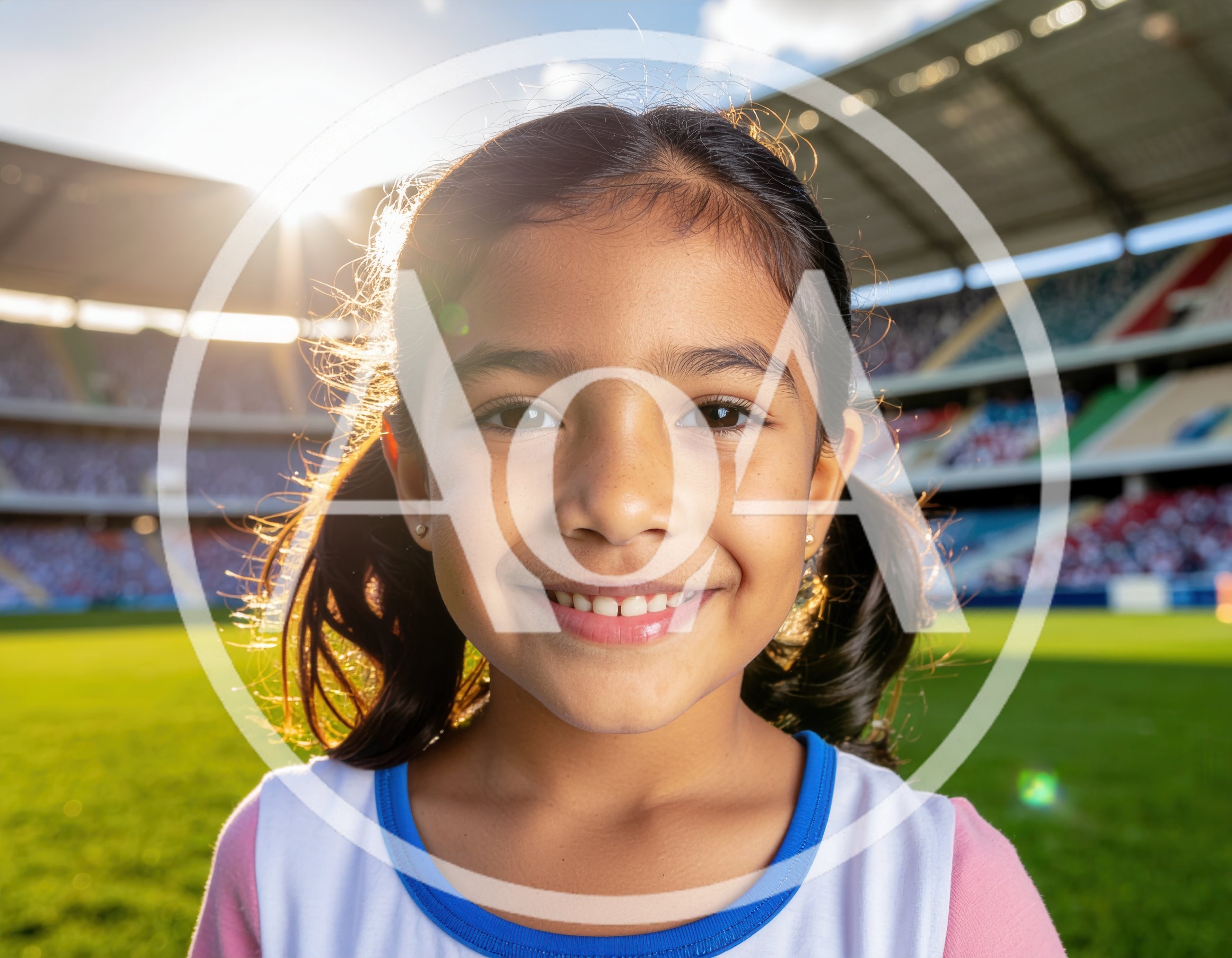 Young Girl Smiling On A Sunny Soccer Field