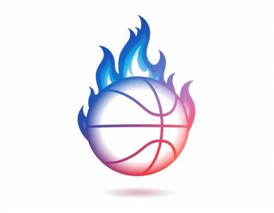Basketball With Blue And Red Gradient Flames