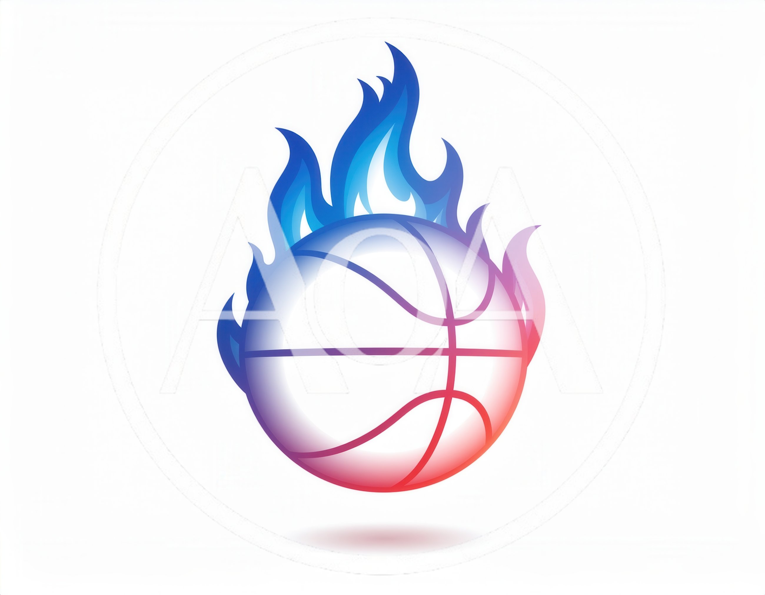 Basketball With Blue And Red Gradient Flames