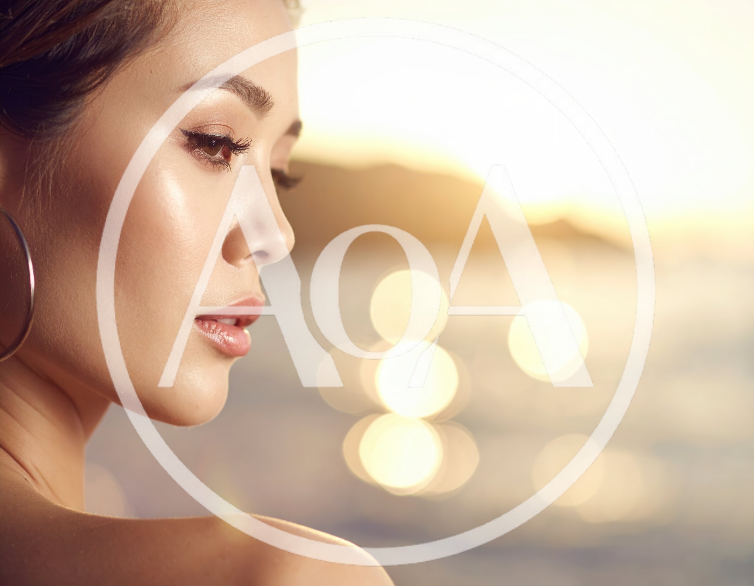 Close Up Portrait Of A Beautiful Woman At Sunset