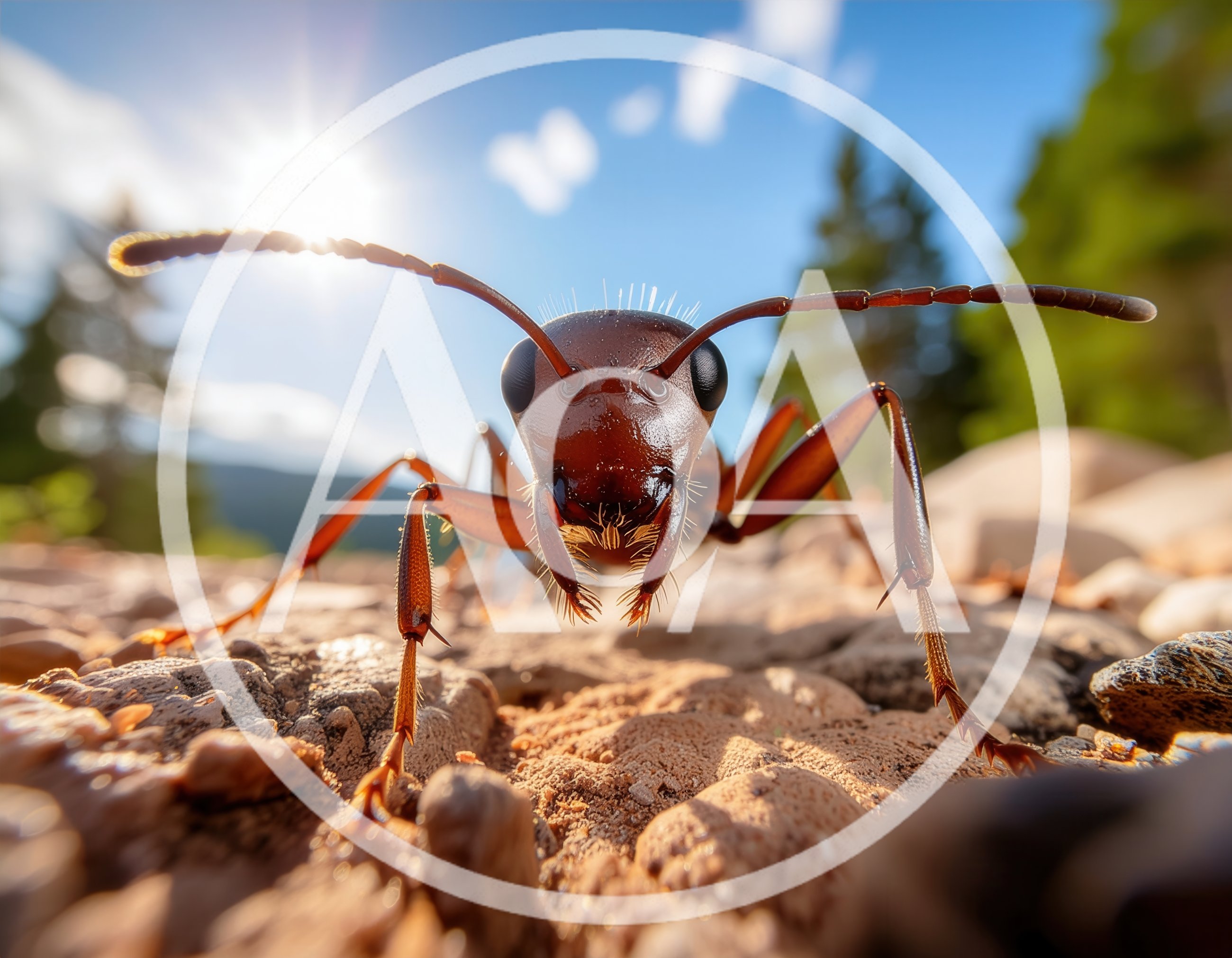 Macro Close Up Of An Ant On Rocky Ground