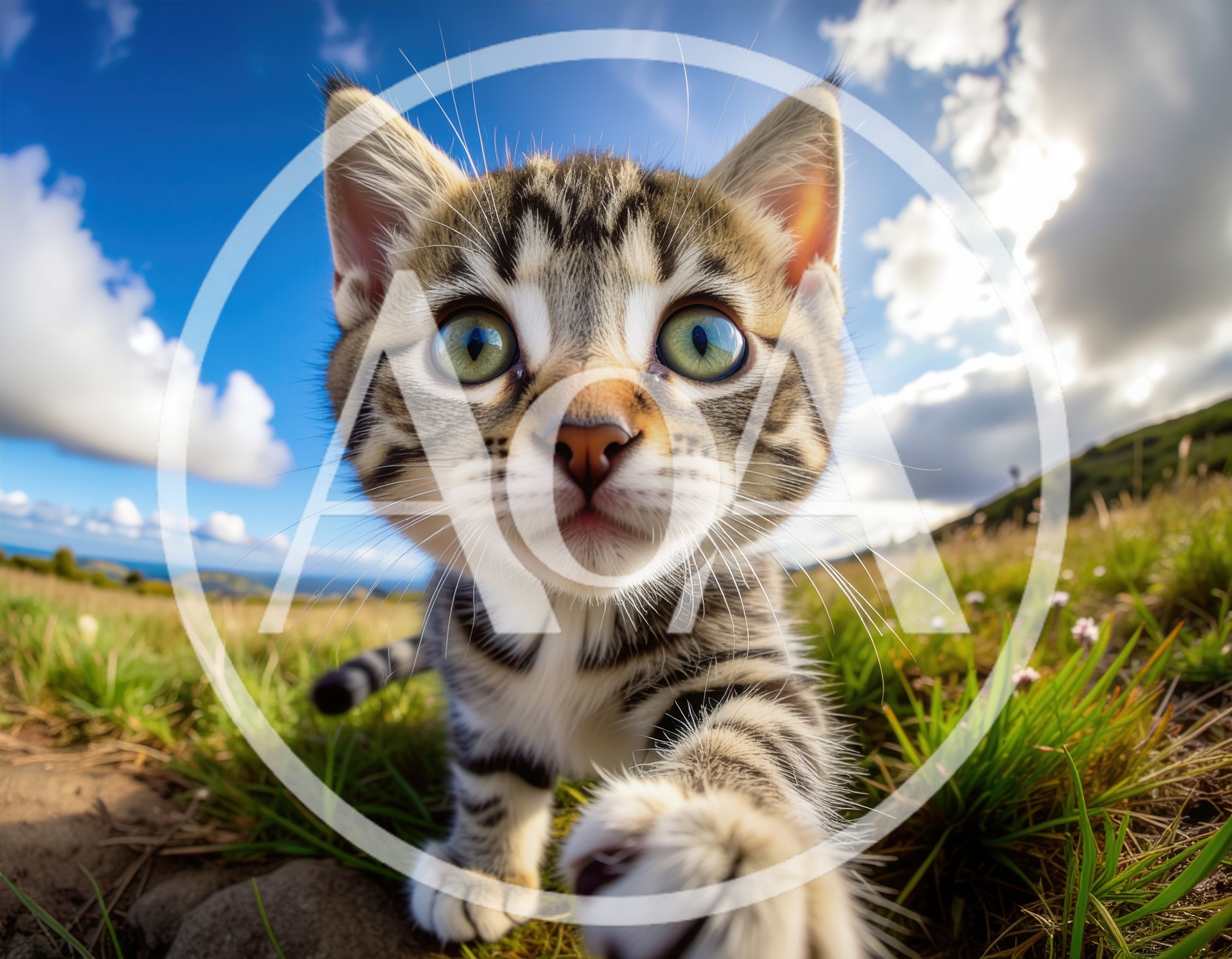 Close Up Of A Tabby Kitten Reaching Out