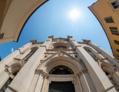 Low Angle View Of Gothic Church Facade