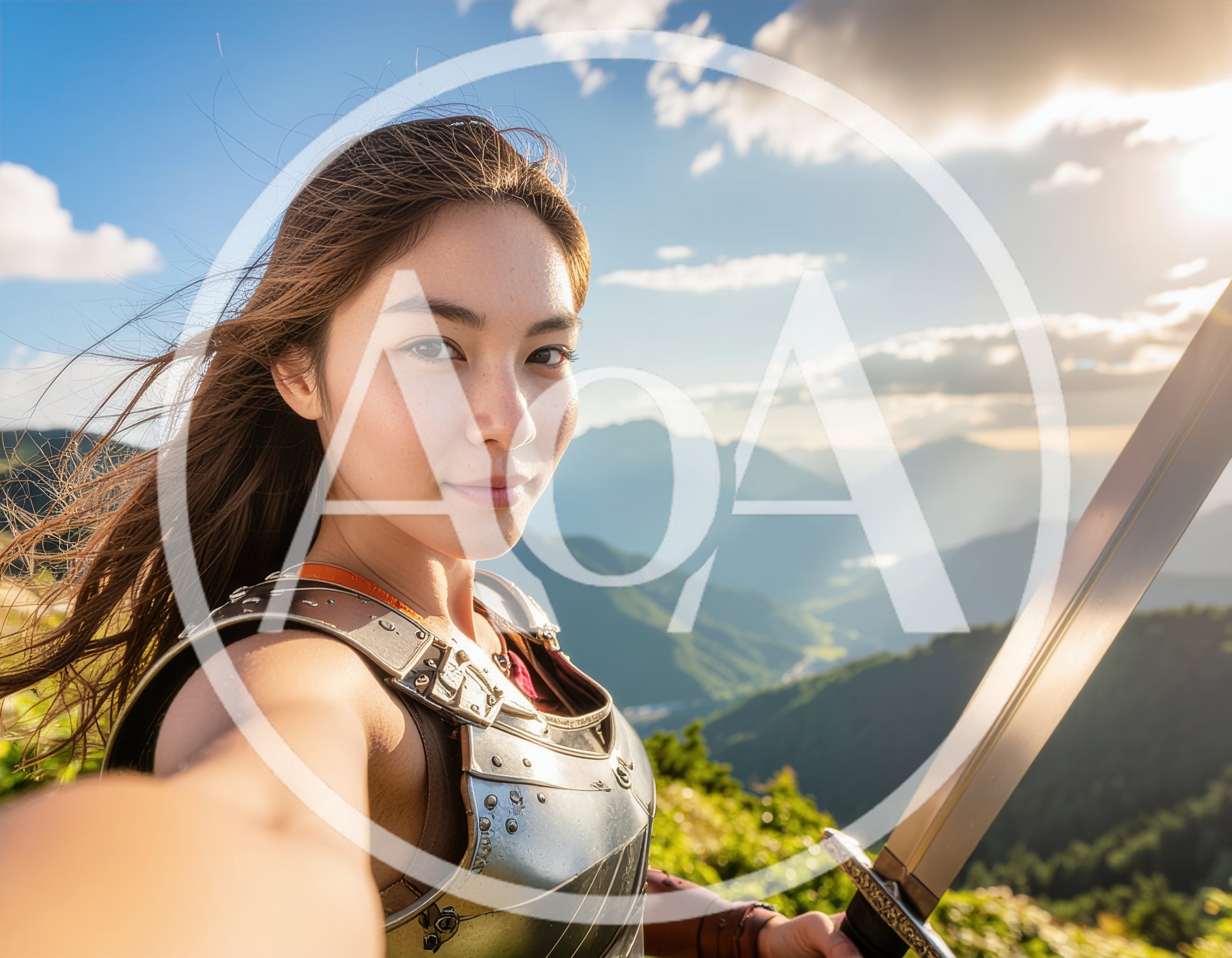 Female Warrior Taking A Selfie On A Mountain Peak