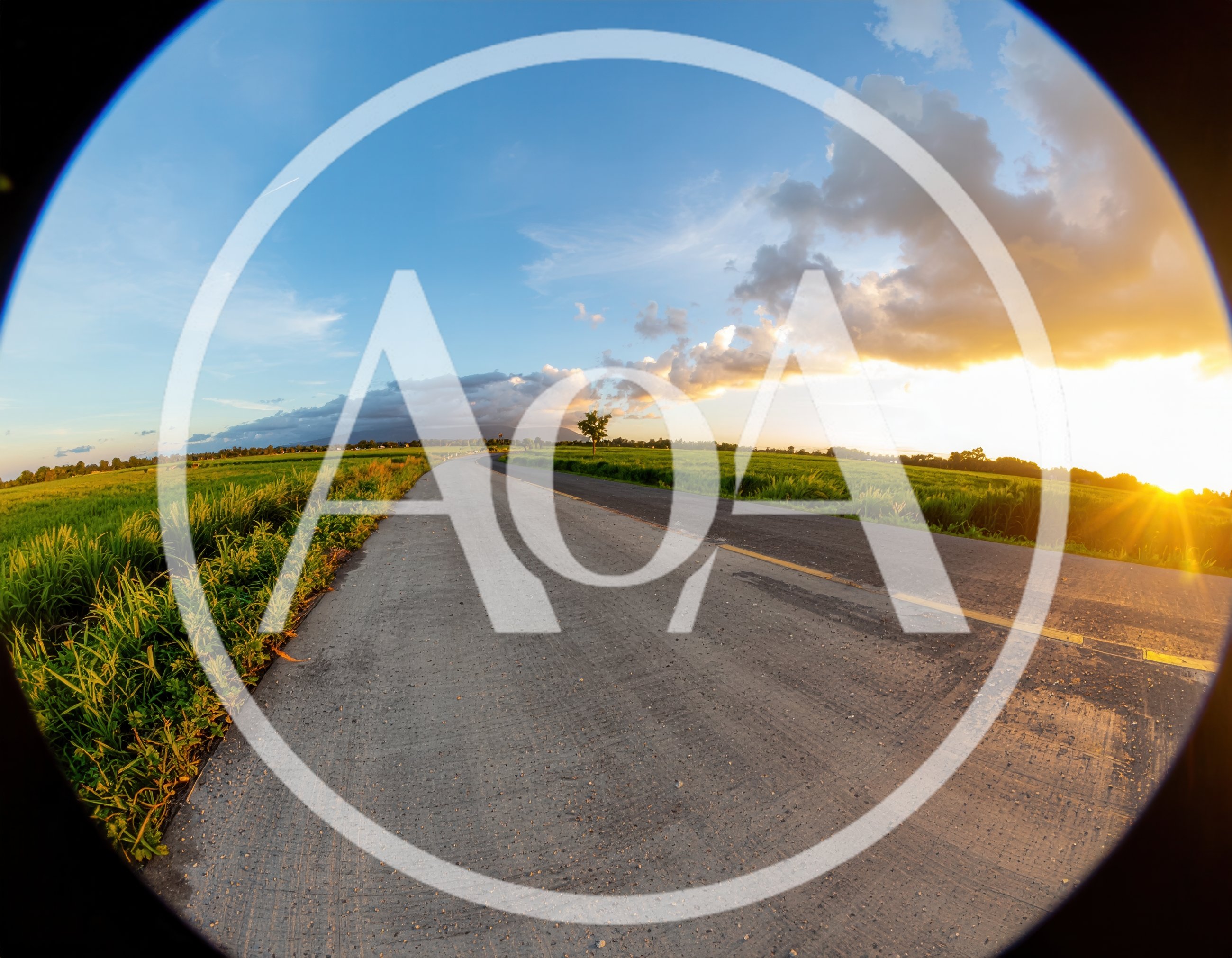 Fisheye View Of A Rural Road At Sunset
