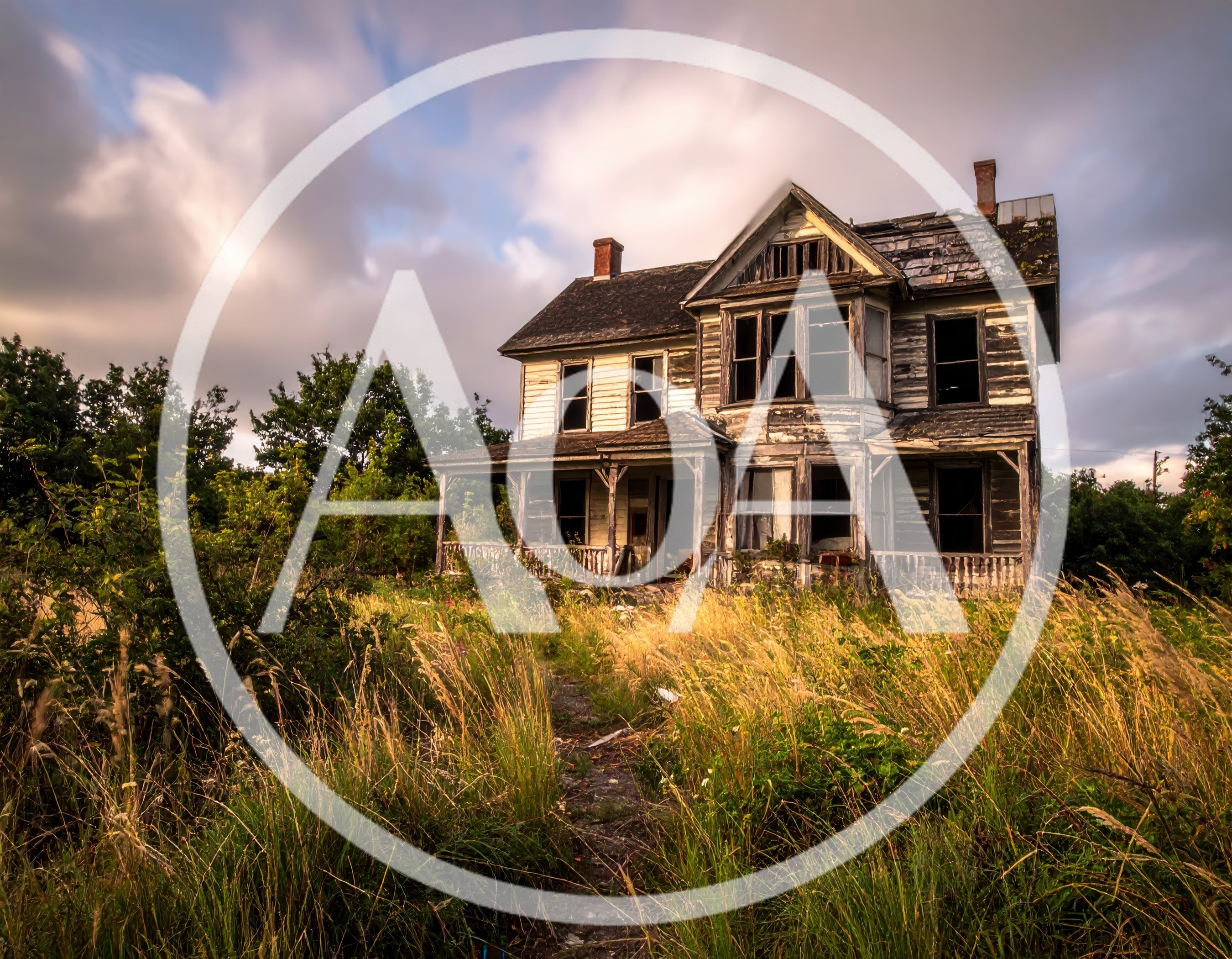 Abandoned Victorian House In Overgrown Field