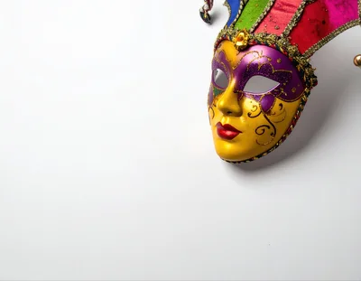 Venetian Jester Mask on White Background
