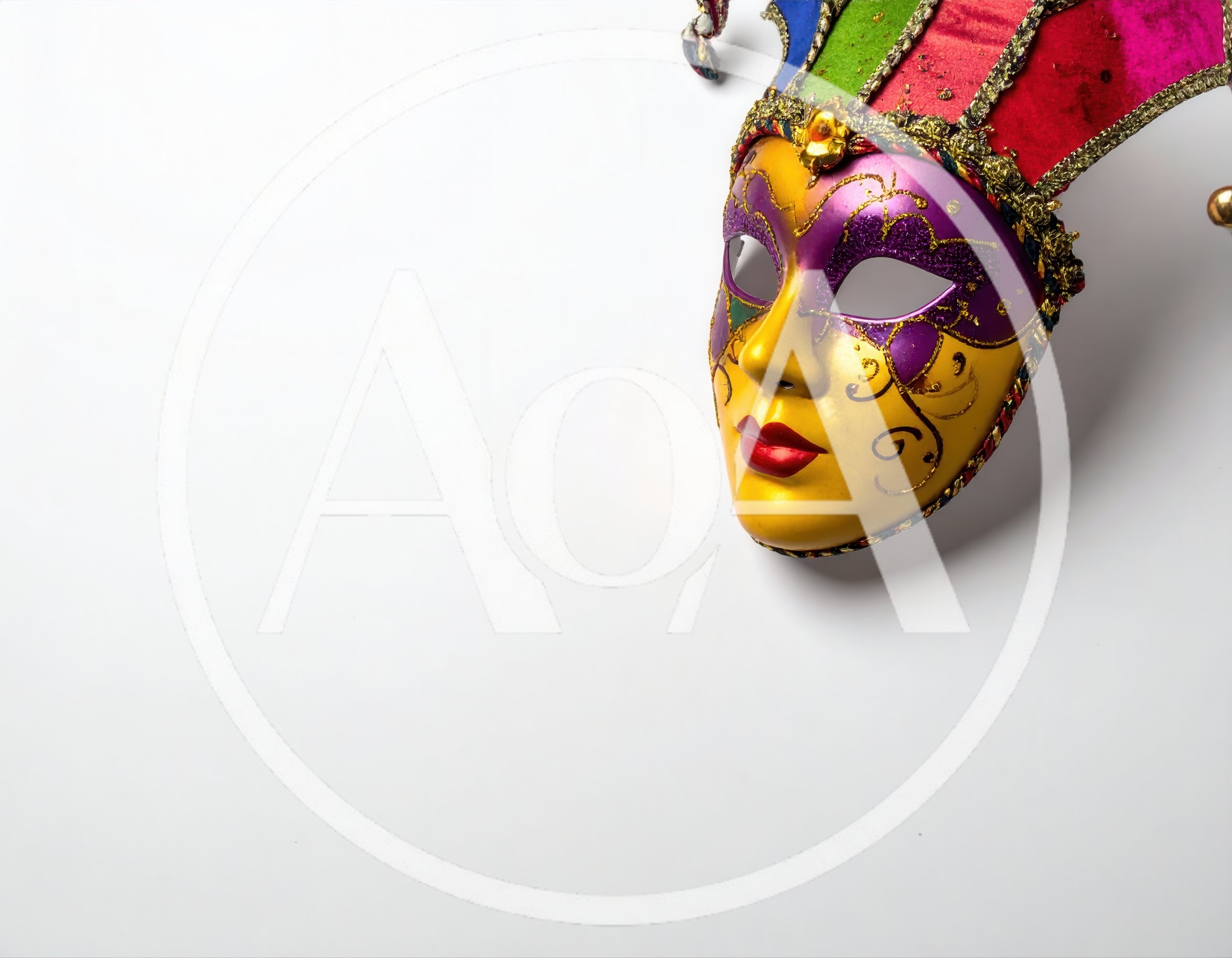 Venetian Jester Mask on White Background
