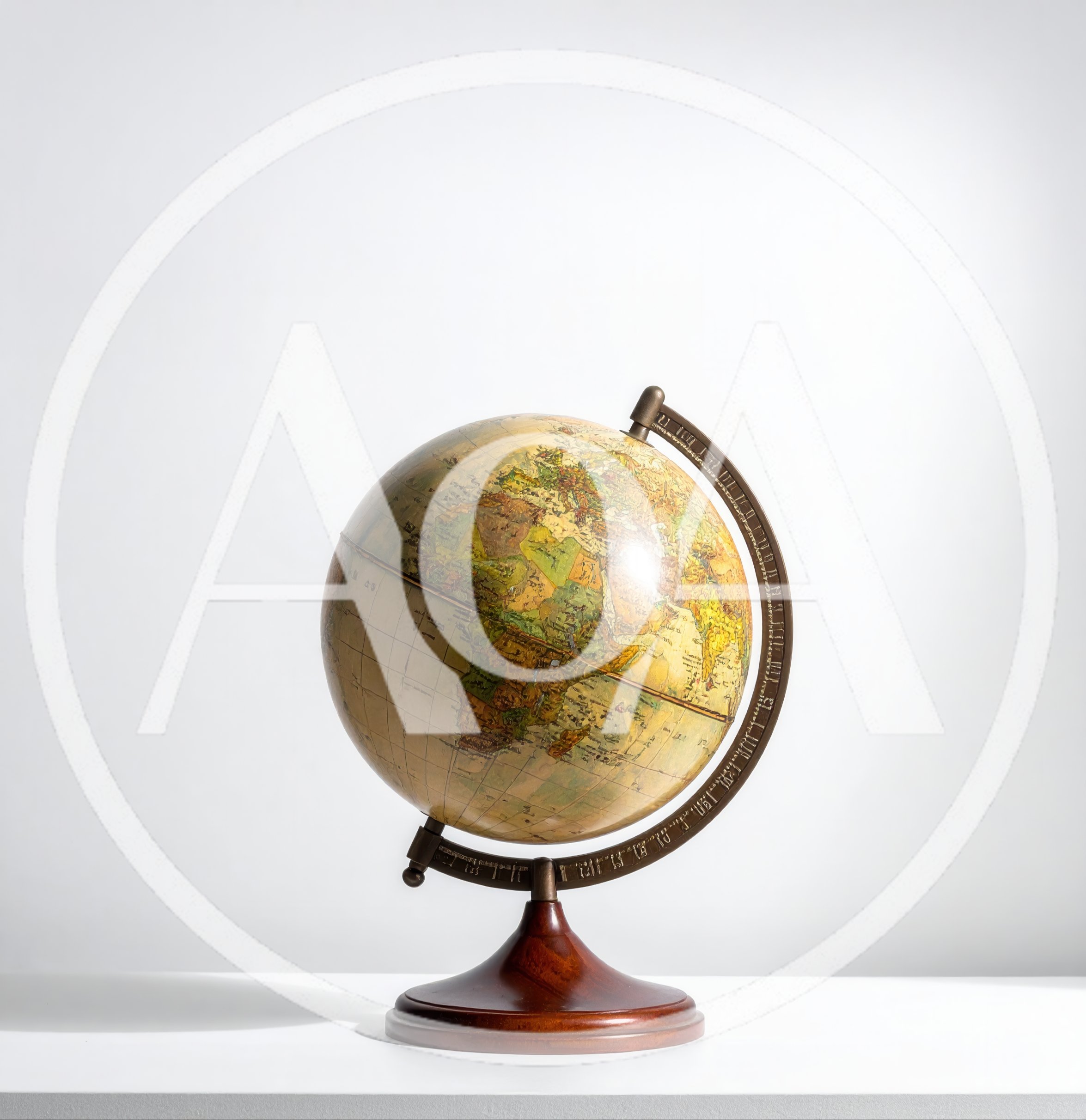 Vintage World Globe On Wooden Stand