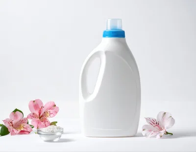White Laundry Detergent Bottle With Flowers