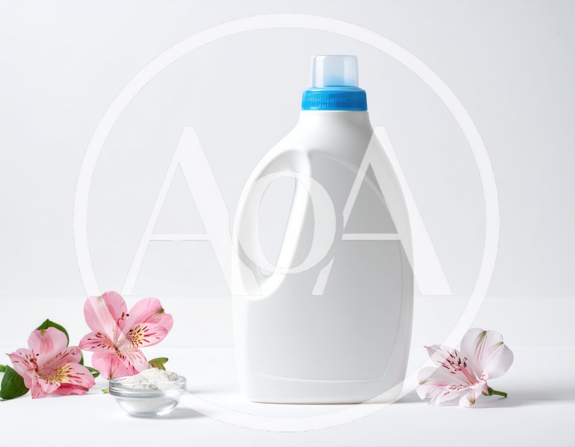 White Laundry Detergent Bottle With Flowers