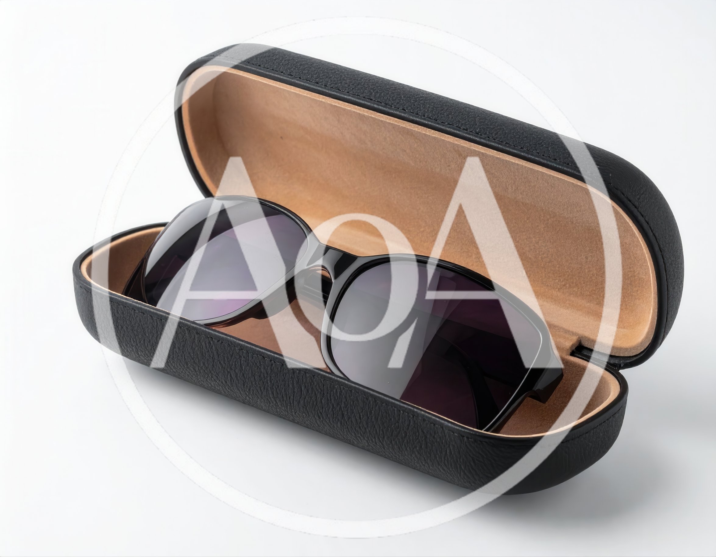 Black Sunglasses Resting Inside An Open Protective Case