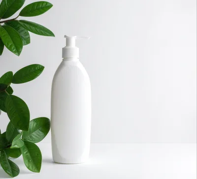 White Pump Bottle With Green Leaves
