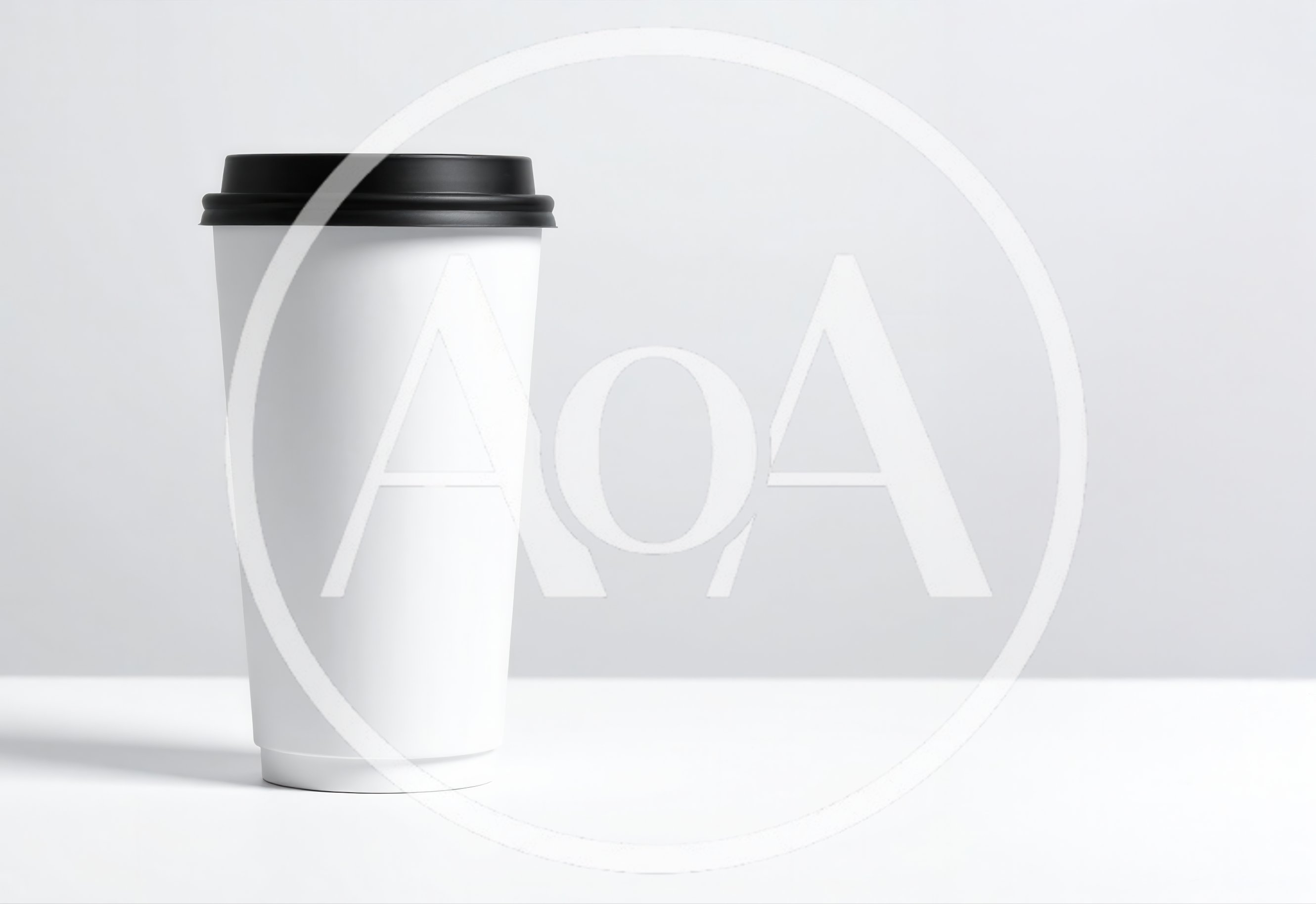 White Disposable Coffee Cup With Black Lid