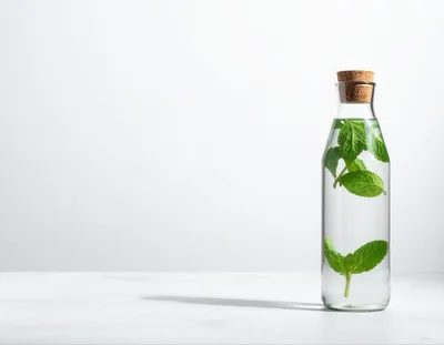 Glass Bottle Of Infused Mint Water