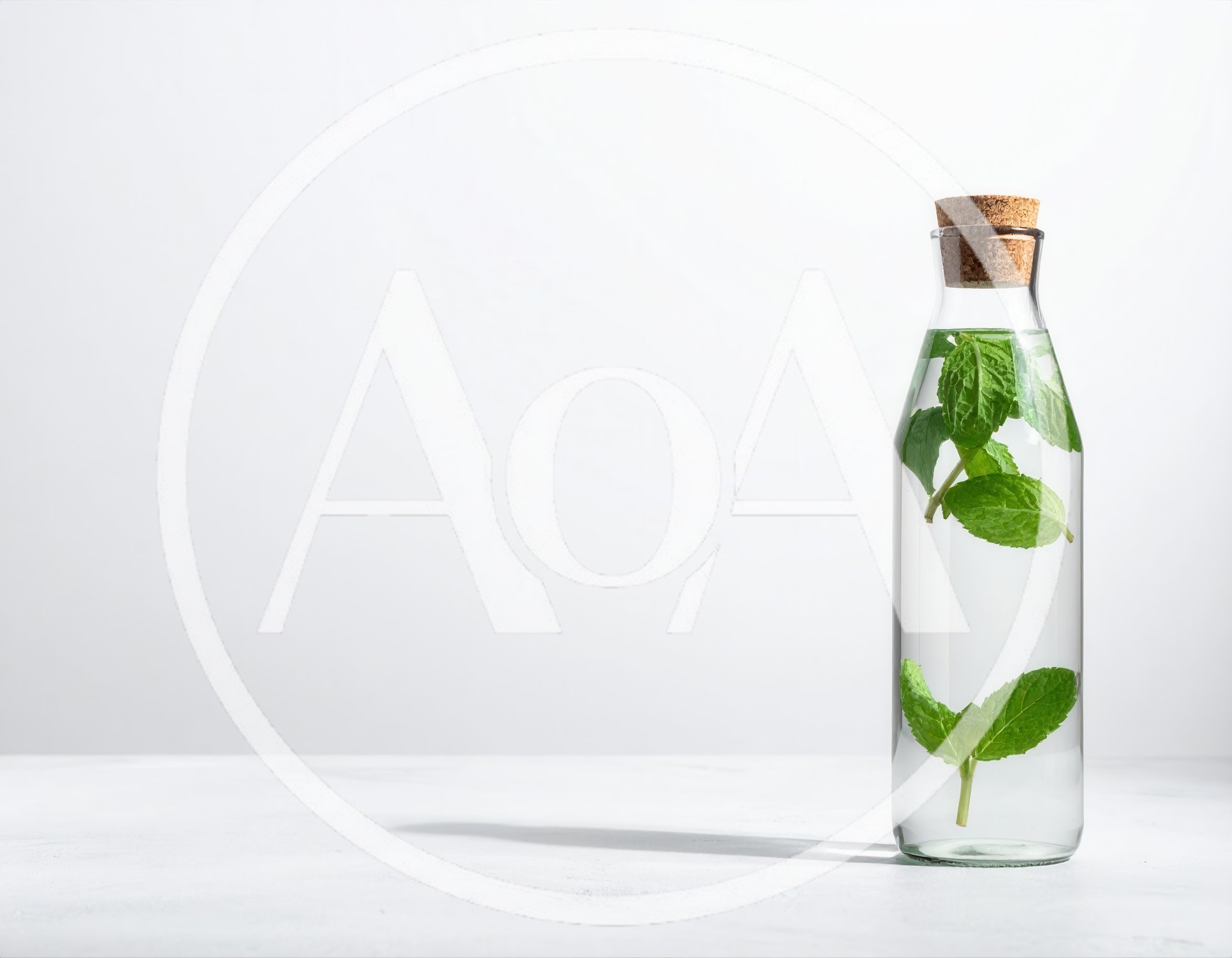 Glass Bottle Of Infused Mint Water
