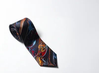 Rolled Necktie With Abstract Colorful Pattern
