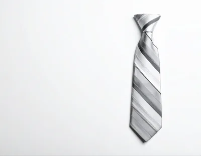 Striped Grey Necktie Isolated On White Background