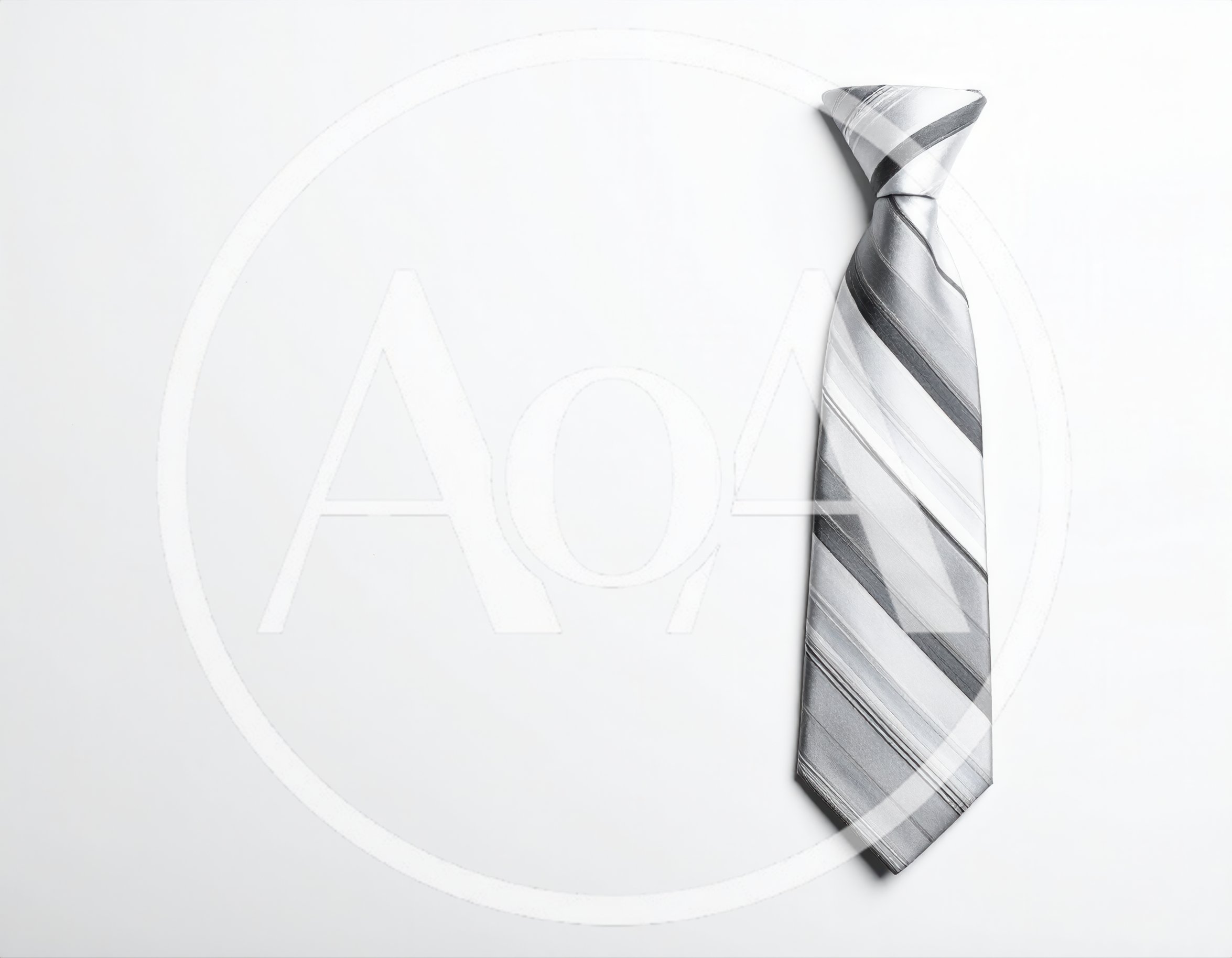 Striped Grey Necktie Isolated On White Background