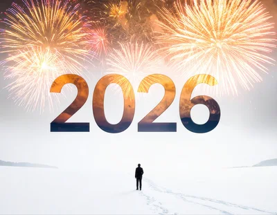 Person Walking Toward 2026 Fireworks Display