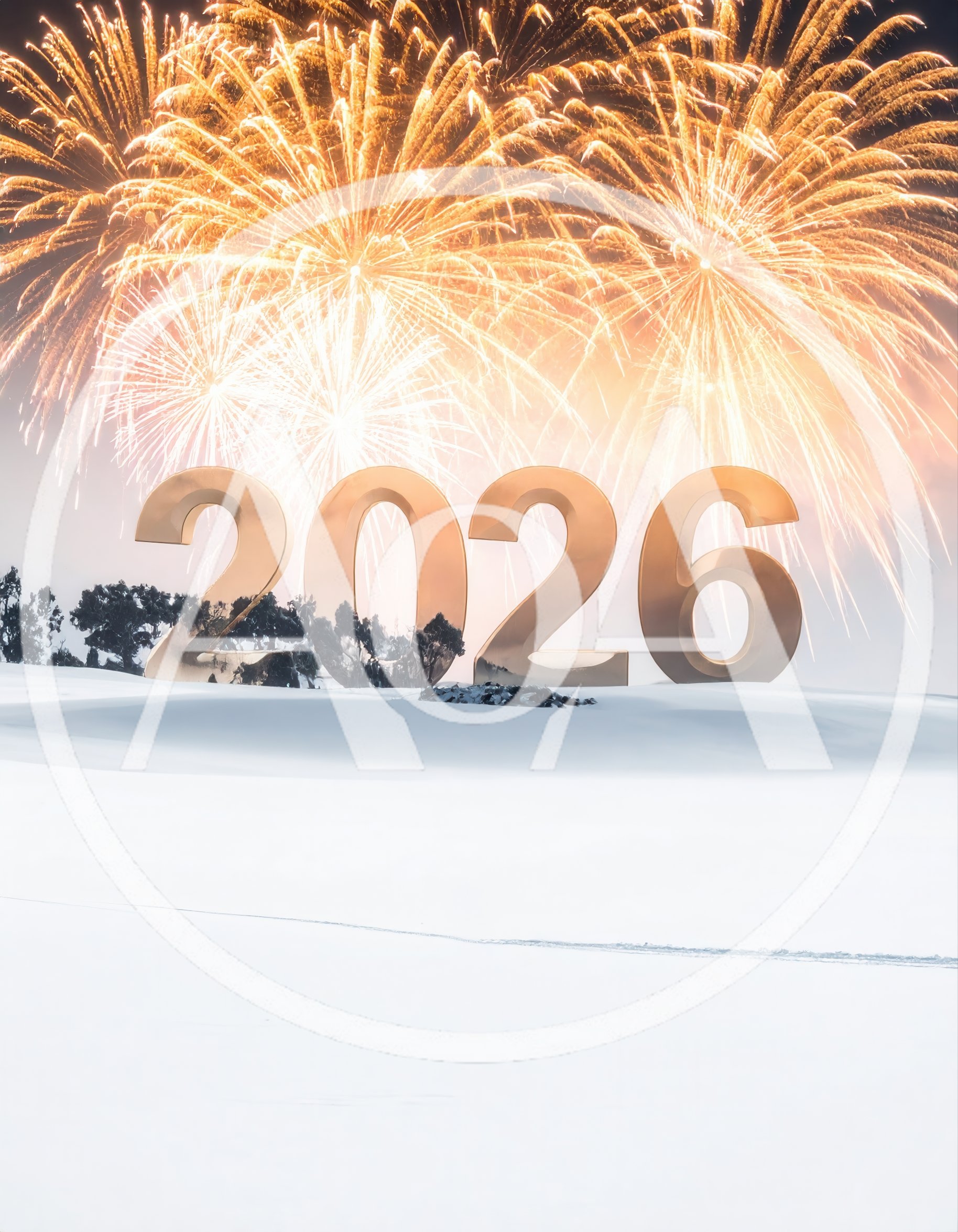 Golden 2026 New Year Numbers With Fireworks