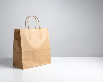 Brown Paper Shopping Bag On White Surface