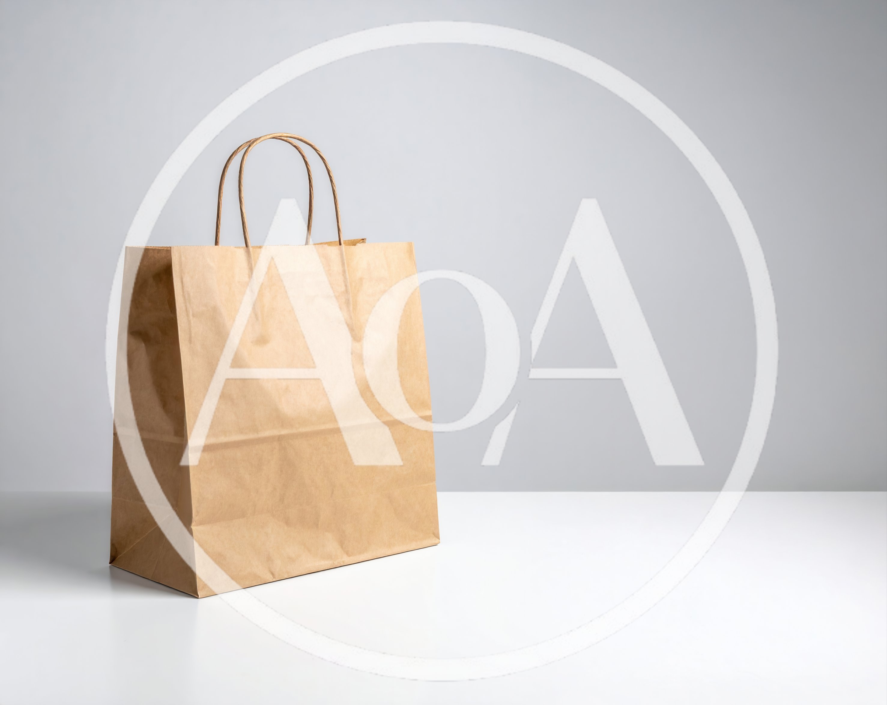 Brown Paper Shopping Bag On White Surface