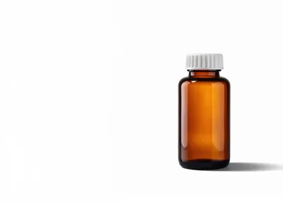 Amber Glass Medicine Bottle With White Cap