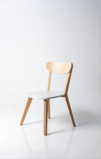 Minimalist Wooden Chair With White Seat