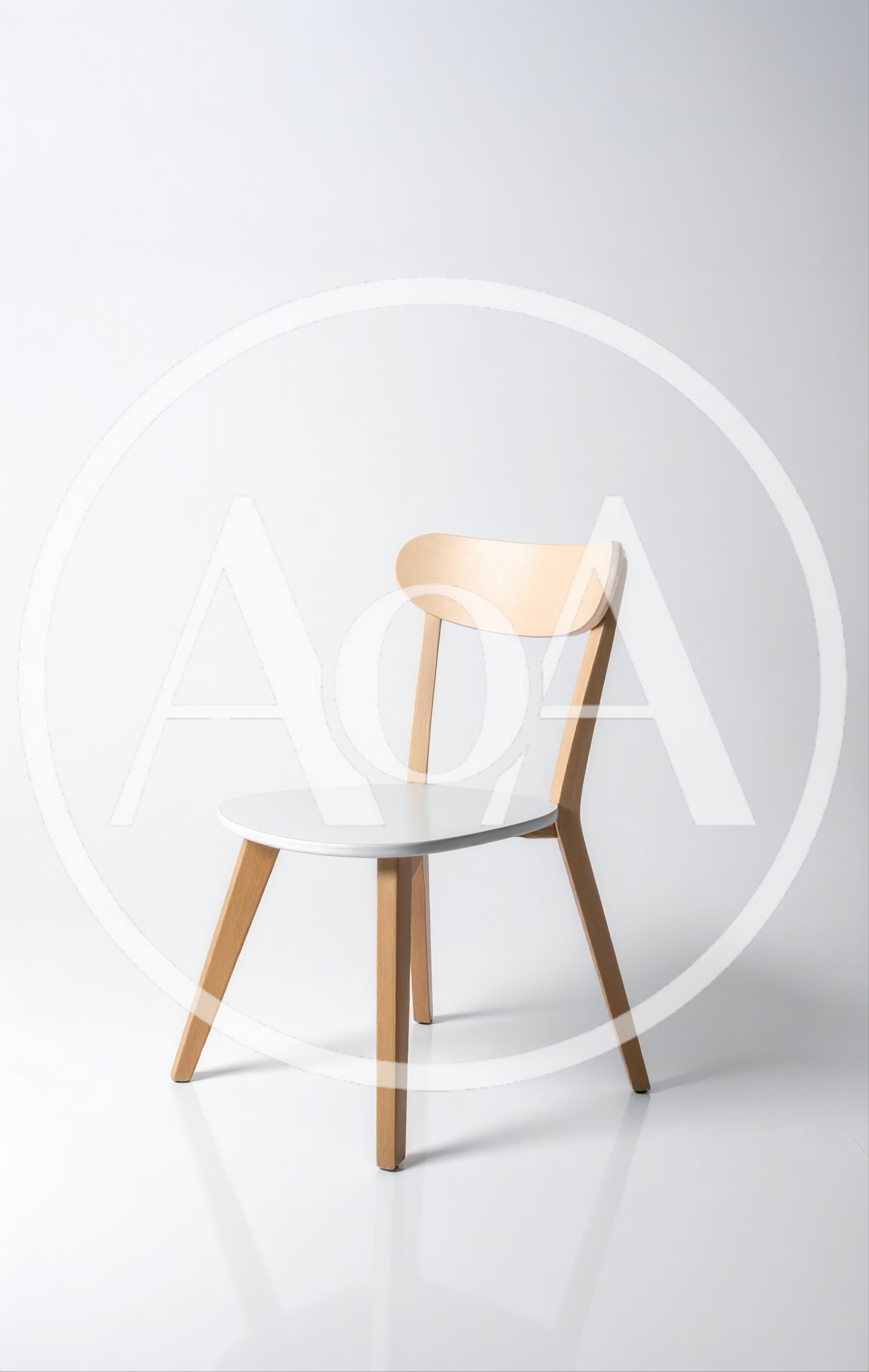 Minimalist Wooden Chair With White Seat