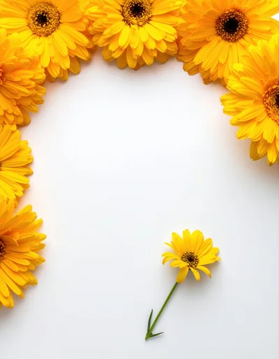 Yellow Calendula Flowers Arranged In A Frame