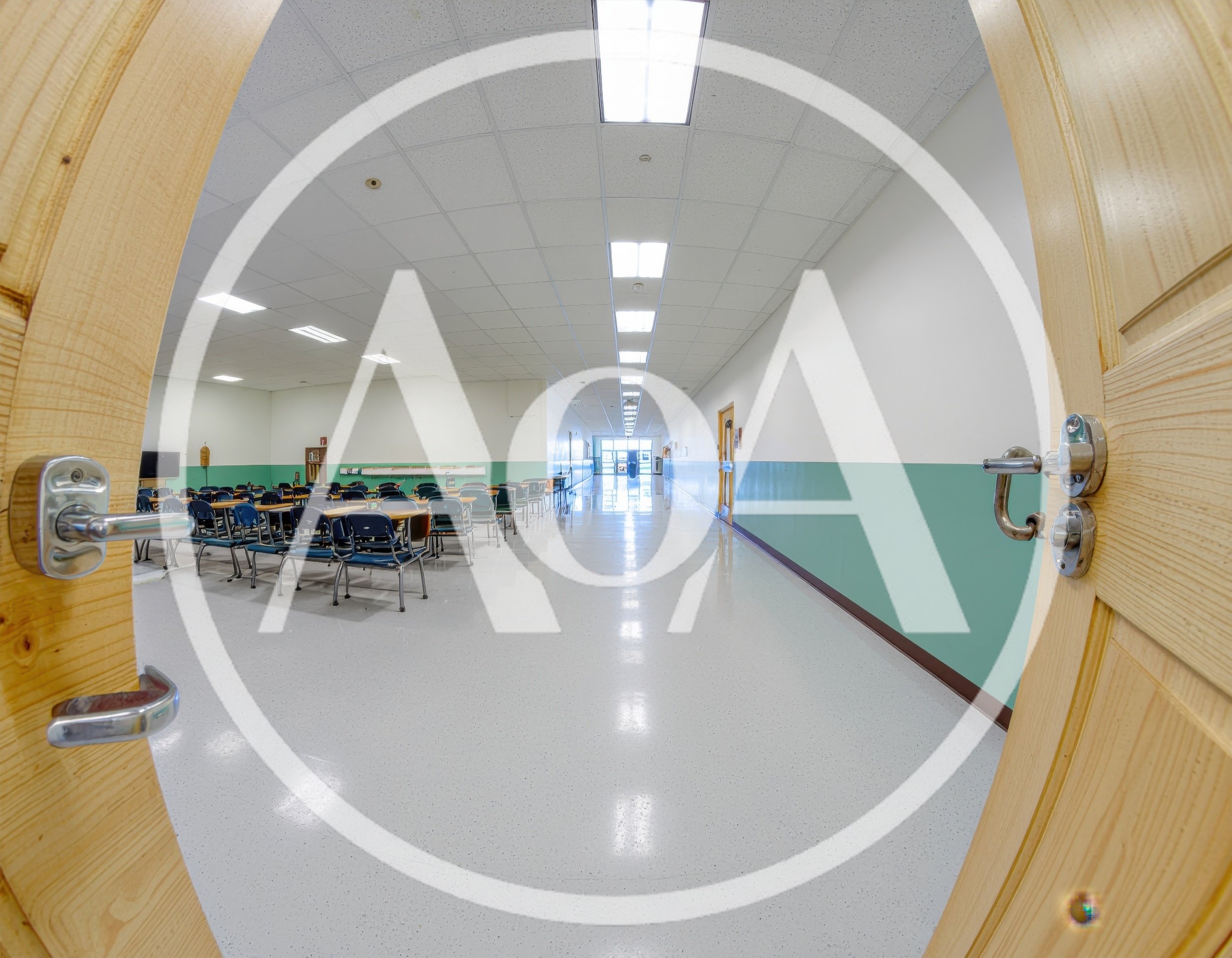 Wide Angle View Of An Empty School Classroom