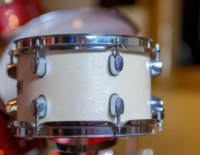 Close Up Of A White Snare Drum
